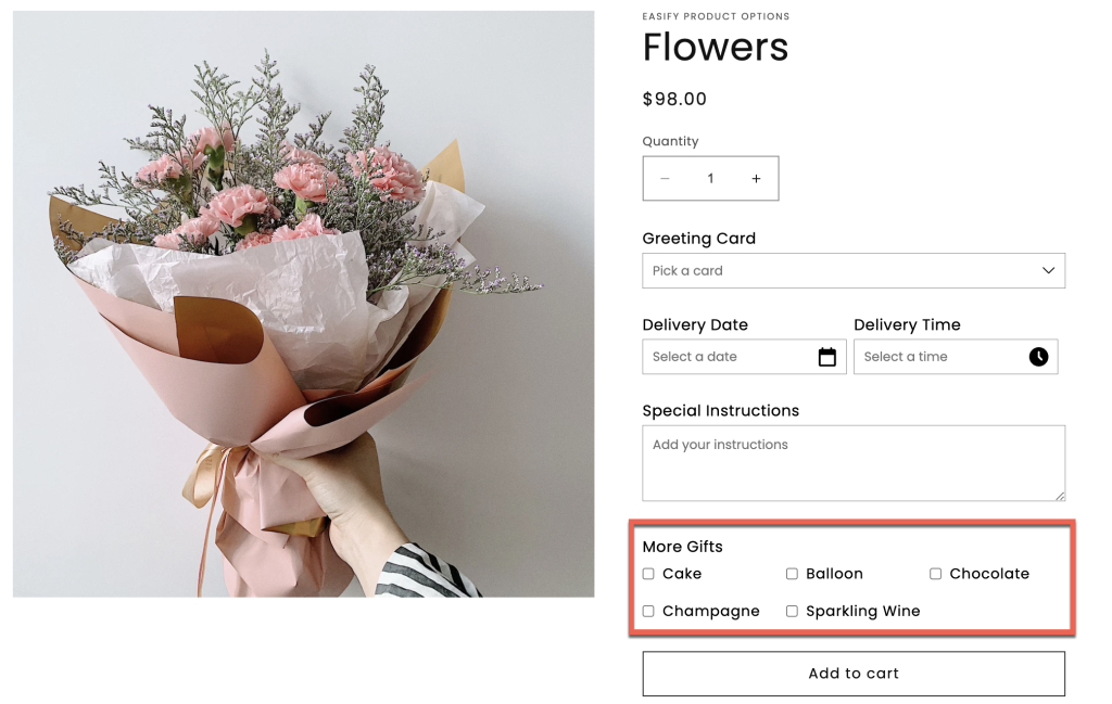 create checkboxes shopify