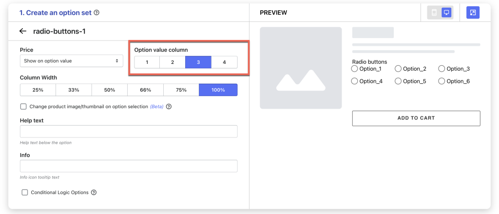 create radio buttons in shopify