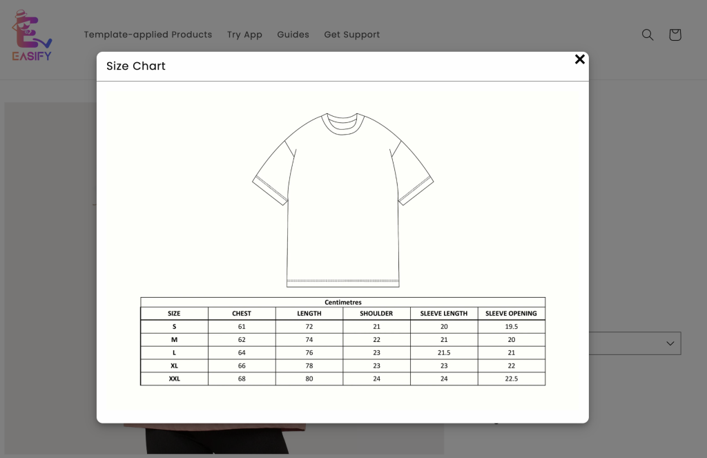 how to add size guide in shopify