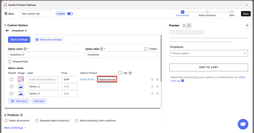 shopify variant option