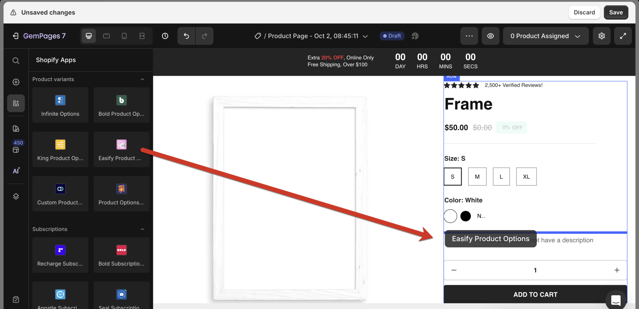 Easify Product Options x GemPages Landing Page Builder | EasifyApps