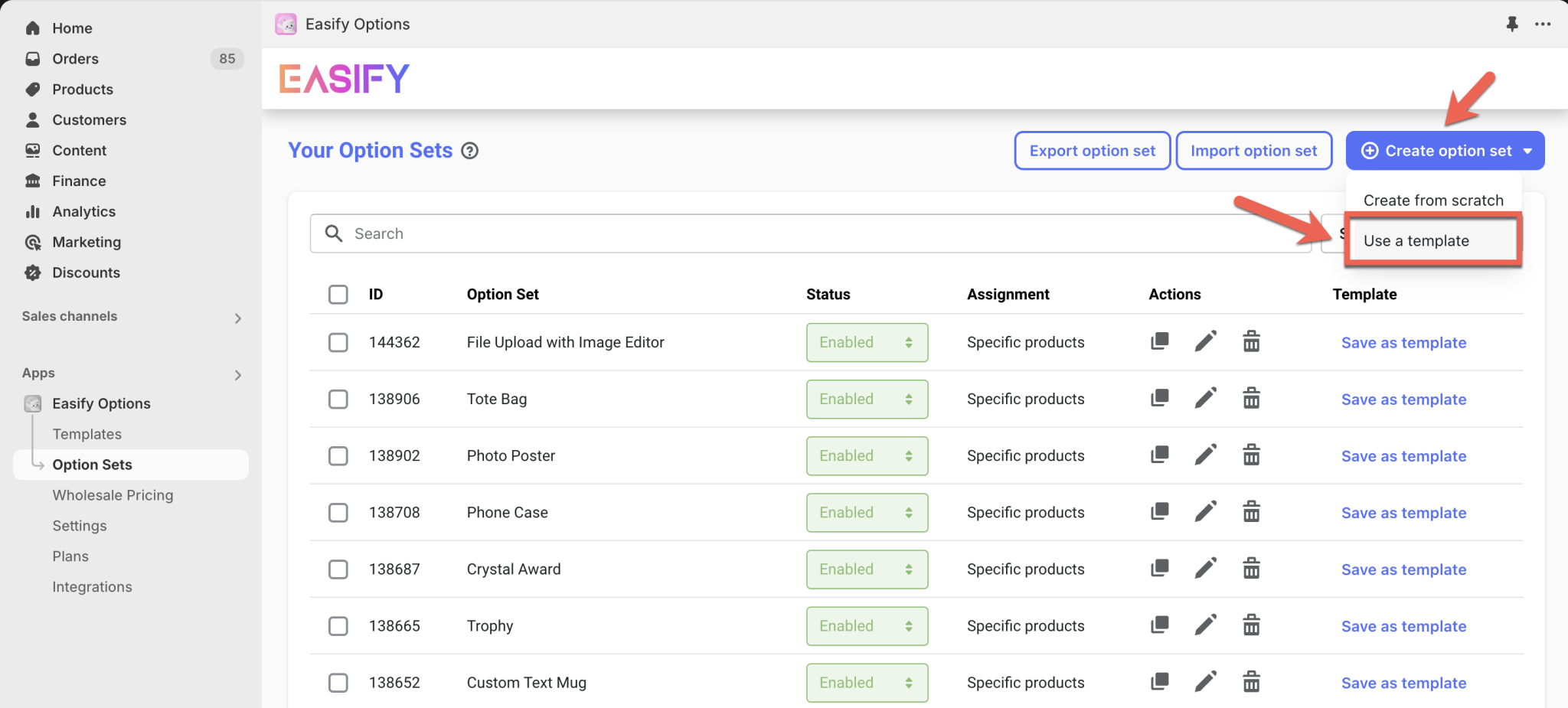 Use Ready-made Templates To Create Your Option Set | EasifyApps