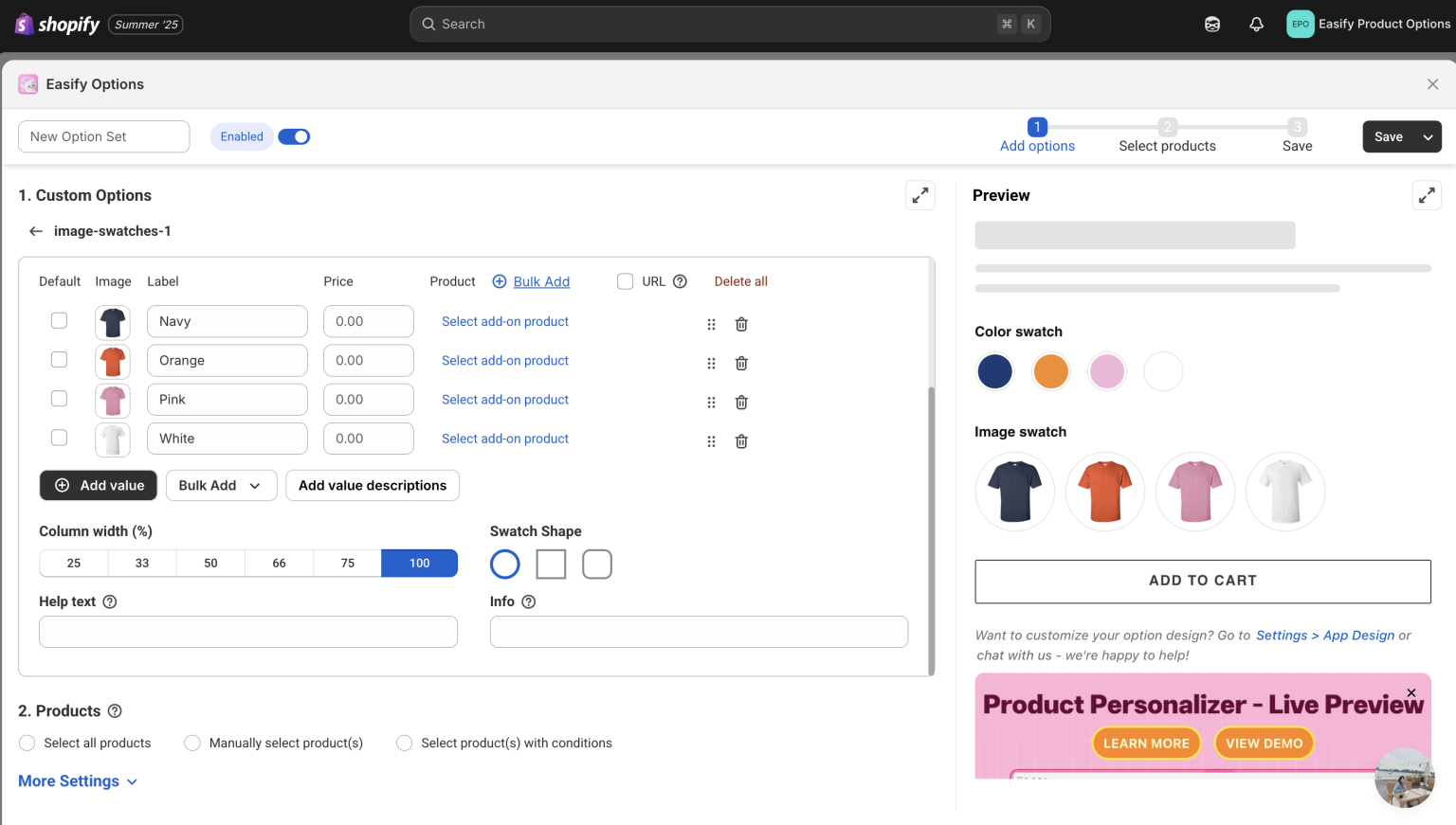 How to Add Swatches to Products in Shopify