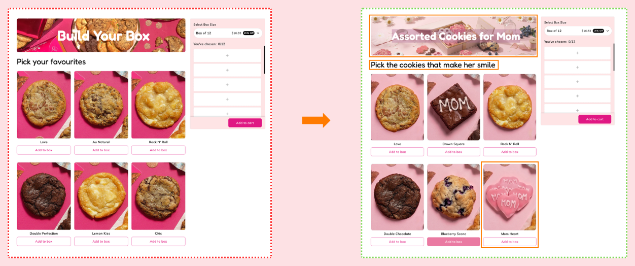 Before-and-after demo for Food & Drink (mom)