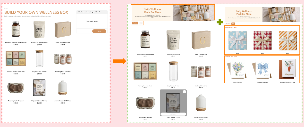 Before-and-after demo for Health (Vitamins & Supplements) (mom)